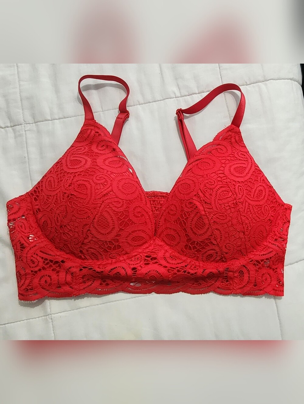 PINK Victoria's Secret Bright Red Lace Longline Bra